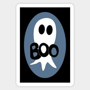 Cute Halloween ghost cartoon with BOO text Magnet